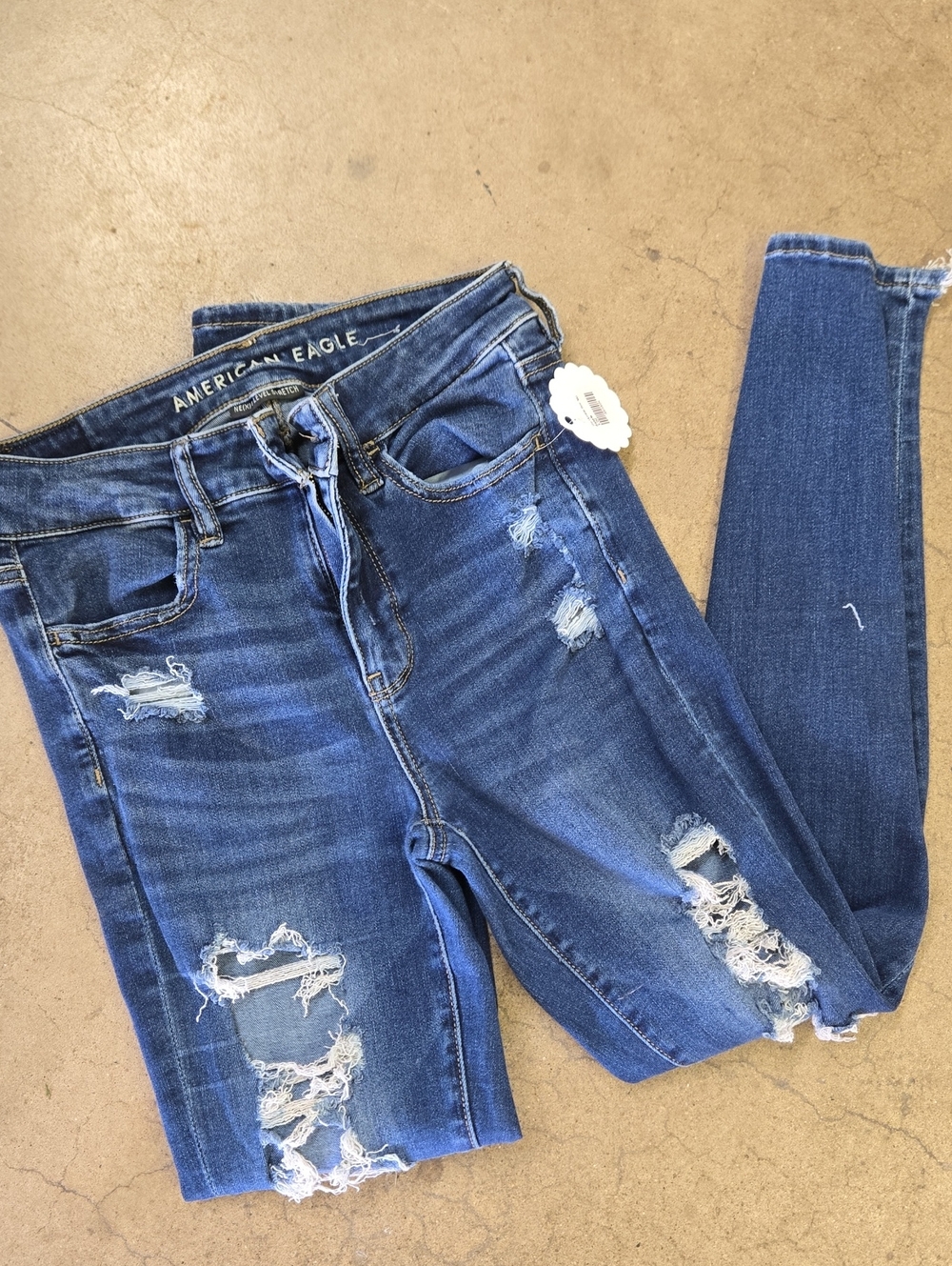 American Eagle Outfitters Blue Ripped Skinny Jeans